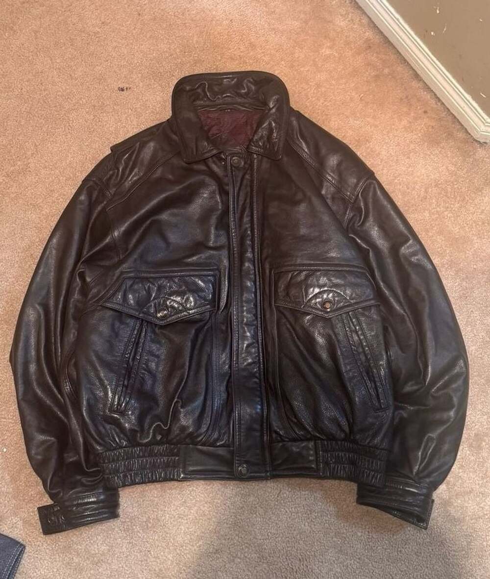 Vintage Moores Brown Leather Bomber Jacket